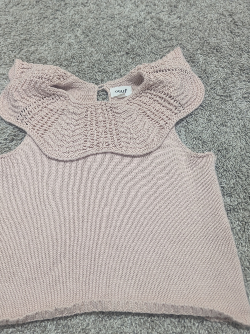 Oeuf Light Pink Scalloped Collar Knit Vest